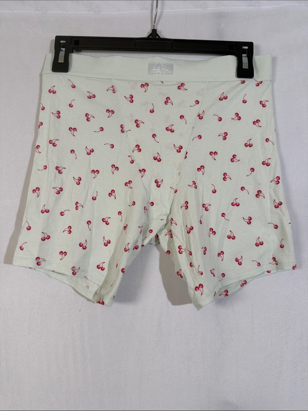 NWT Skims Soft Lounge Boxer Shorts Size S Mint Green Cherry Print